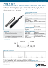 Thumbnail of document Data Sheet - PC62 / PC62V Digital Relative Humidity & Temperature Probe